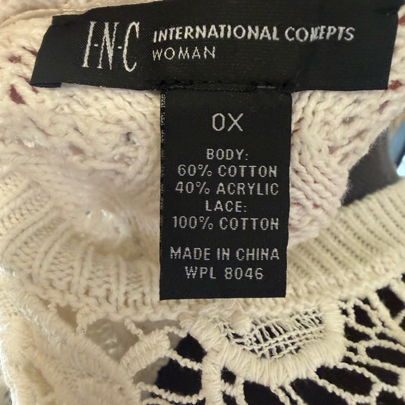 INC International Concepts Cream Lace Knit Sweater - Picture 4 of 4
